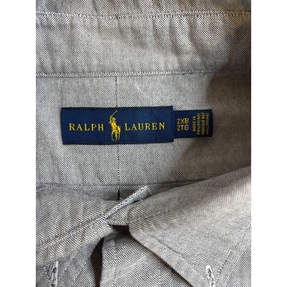 Ralph Lauren Knit Oxford Shirt Men's 2XB Big & Tall Gray Button Down Pony Logo - Picture 4 of 12